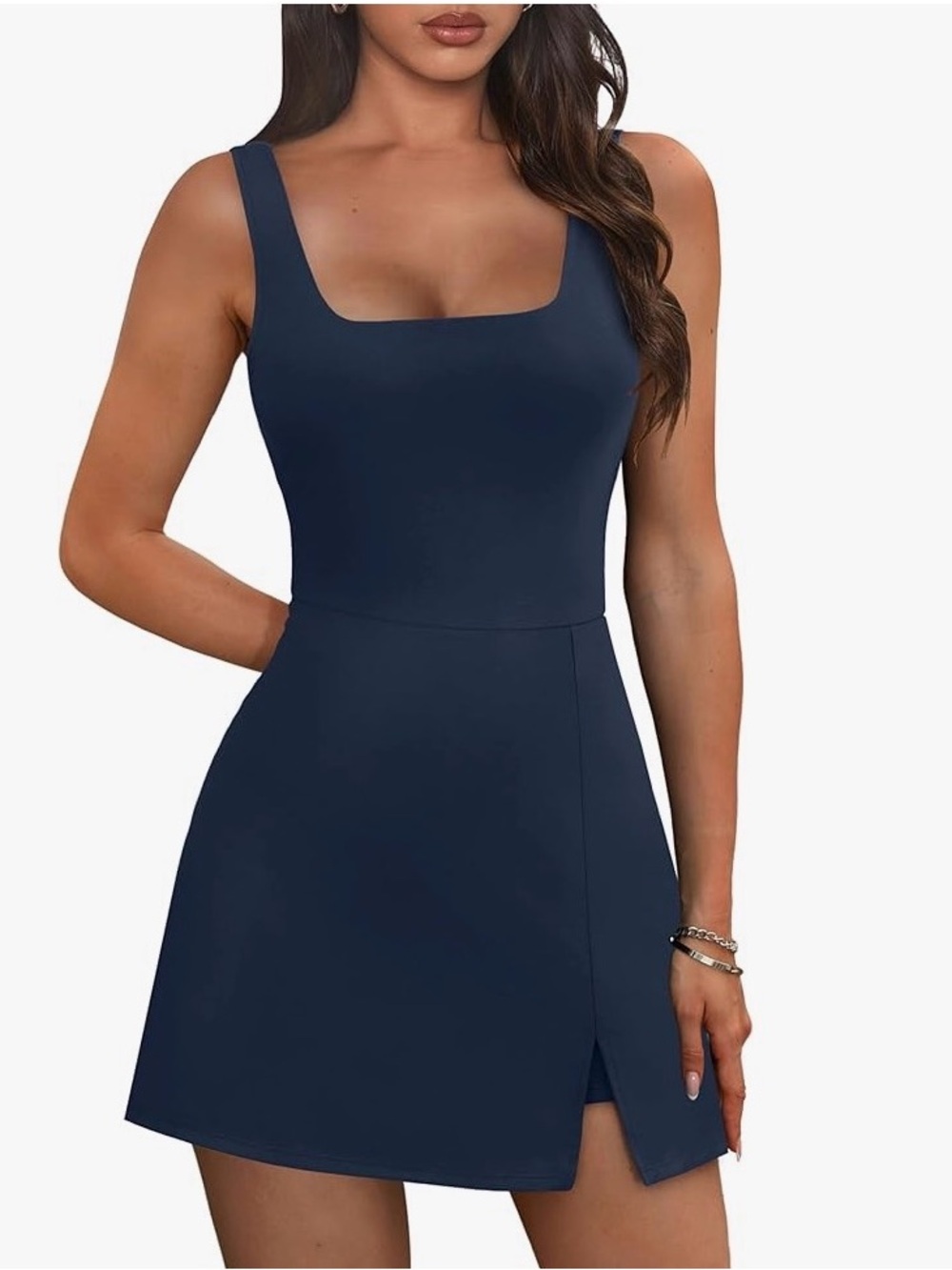 Classic Navy Square-Neck Tank Dress